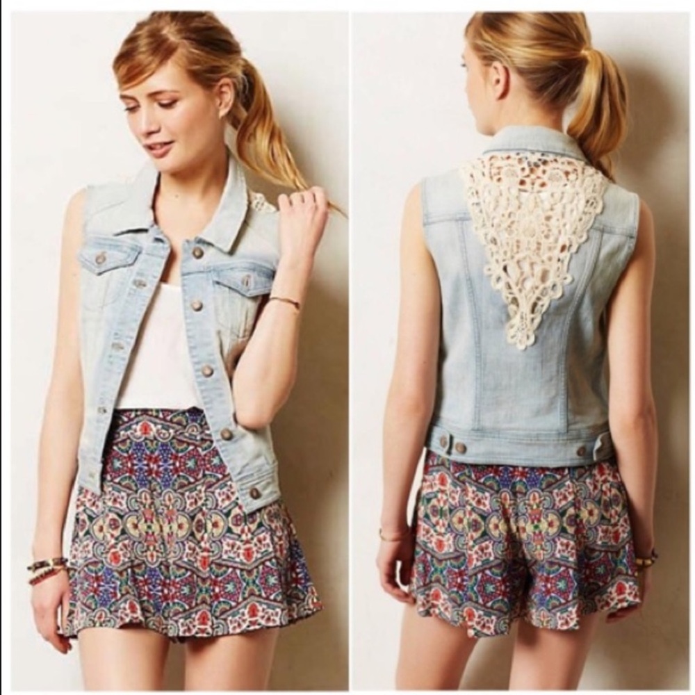 Pilcro/Anthropologie Denim/Lace Vest - Size Small